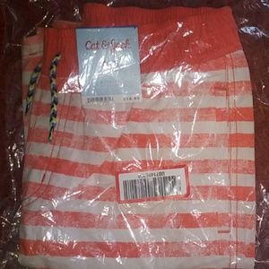 Coral stripped shorts